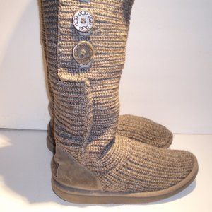 UGG Australia Gray Cardy Knit Boots 7 M